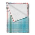 thumbnail image 2 of Checkered Soft Flannel Fleece Blanket, Pastel White Blue Checkered Pattern with Pink Strips Fresh Summer Design, Cozy Plush for Indoor and Outdoor Use, 60" x 80", Aqua Turquoise Pink, by Ambesonne, 2 of 5