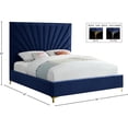 thumbnail image 6 of Maklaine Contemporary Solid Wood and Velvet Full Bed in Navy, 6 of 7