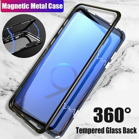 Magnetic Adsorption Cover case for Samsung Galaxy S7 Edge Luxury Tempered Glass Case (Best Slim S7 Edge Case)