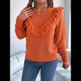 thumbnail image 4 of Suéter de Punto A Rayas para Mujer, Cuello Redondo, Larga, Holgado, para Otoño e Invierno Color Naranja S, 4 of 10