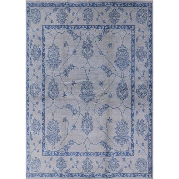 Ahgly Company Machine Washable Indoor Rectangle Industrial Modern Blue Gray Area Rugs, 5' x 8'