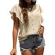 thumbnail image 3 of SAYOO Camisa suelta con botones en la parte delantera para mujer, blusas de trabajo de lunares suizos con cuello en V y mangas con volantes de verano SAYOO  Vida cotidiana, 3 of 7