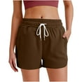 thumbnail image 2 of CQONEPT Womens Sweat Shorts With Elastic Waistband Short Pants Athletic Casual Drawstring Jogger Shorts with Pockets Brown L, 2 of 7