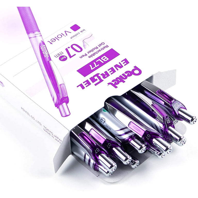 Pentel EnerGel XM BL77 - Retractable Liquid Gel Ink Pen - 0.7mm - 54% Recycled - Purple - Box of 12