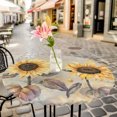 thumbnail image 6 of Yellow Sunflowers Round Tablecloth for 36-44 Inch Tables,Fitted Table Cover with Elastic Edge,Retro Floral Leaves Butterfly Plants Khaki Waterproof Outdoor Table Cloth Protector for Patio Dinner, 6 of 9