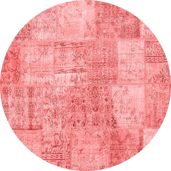 Ahgly Company Indoor Round Patchwork Red Transitional Area Rugs, 8' Round