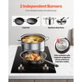 thumbnail image 3 of VEVOR Induction Cooktop, 1800W Electric Countertop Burner, 2 Burner Knob Control Stove, Built-in Induction Cooktop with 12 Temperature Settings, Glass Surface, Auto Shut-Off, 3 of 10
