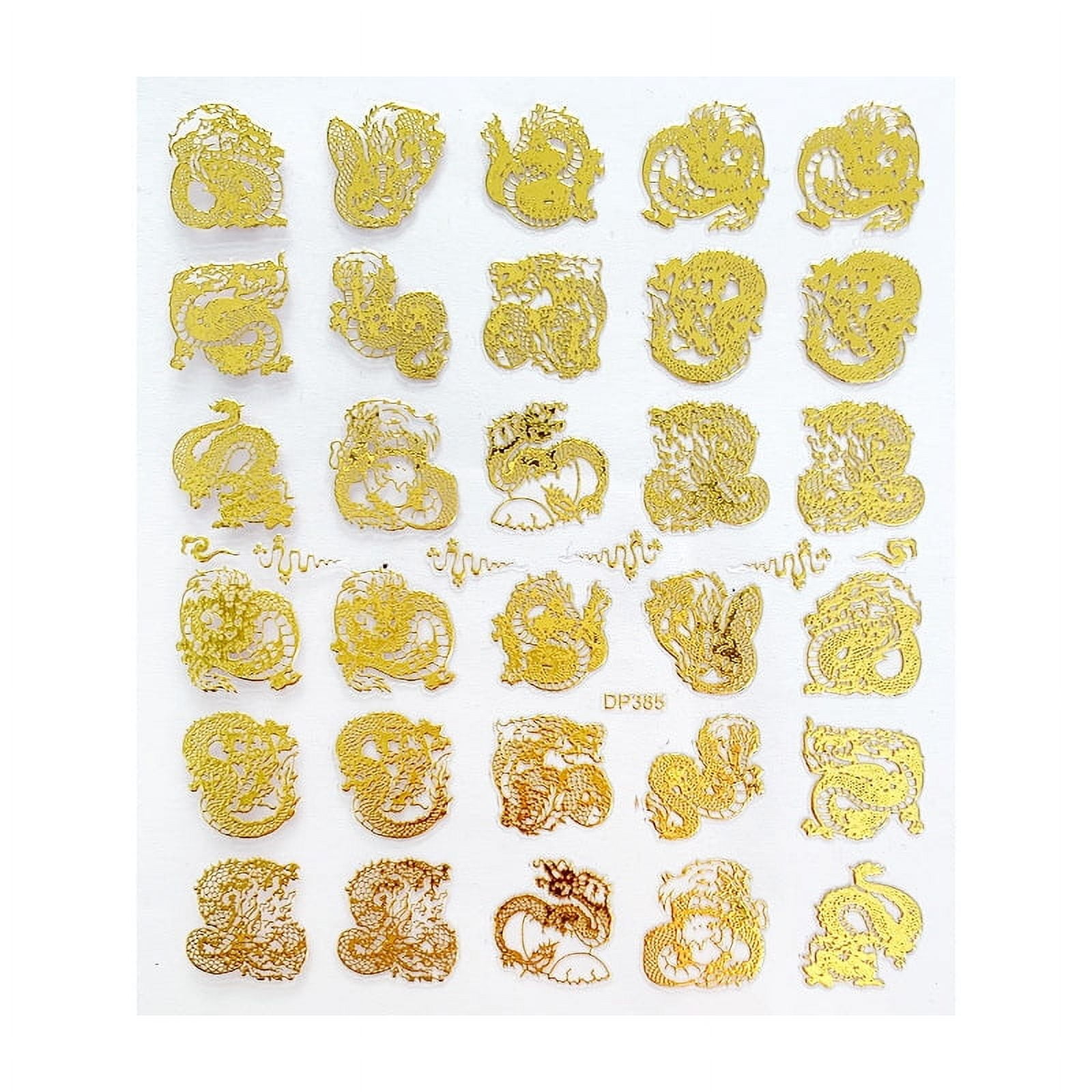 1pc Nail Art Sticker Gold Rainbow Phoenix Dragon Peacock Shape Stickers For Nails Flowers Adhesive Nail Art Decoration Manicure