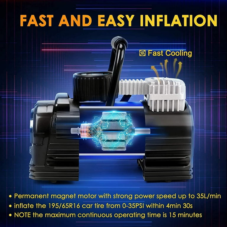  AstroAI Tire Inflator Portable Air Compressor Air Pump for Car  Tires - Car Accessories, 12V DC Auto Pump with Digital Pressure Gauge,  100PSI with Emergency LED Light for Bicycle, Balloons 