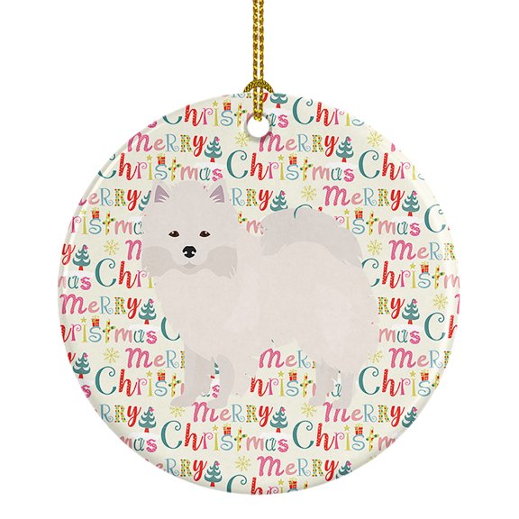 American Eskimo Merry Christmas Ceramic Ornament 2.8 in x 2.8 in