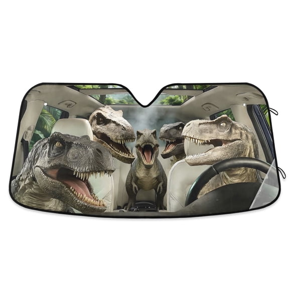ALAZA Dinosaur Driving Car Pattern Car Windshield Sun Shade Foldable UV Ray Sunshade Visor Protector 55 x 27.6in