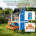 thumbnail image 4 of ANPOO Outdoor Wooden Kids Playhouse, Large Play House with Bench/Table/Kitchen/Flower Pot Holders/Toys, Outdoor Play Toy Gift for Ages 3+, 4 of 7
