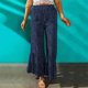 thumbnail image 4 of Pantalones acampanados con estampado de leopardo, pantalones vintage de moda transpirables y suaves para la piel para mujer, para fiesta, uso diario, azul oscuro XXL, 4 of 7