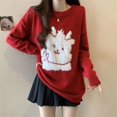 thumbnail image 4 of Suéter navideño holgado vintage para mujer, jersey de punto con cuello redondo a la moda para otoño e invierno, prenda superior de jacquard elegante, 4 of 4
