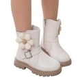 thumbnail image 3 of LYHaoo Children Fashionable Thick Soled Girls Mid Length Boots Comfortable Soft Soled Leather Short Boots Sizes 2 White(Big Kid), 3 of 6