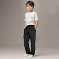 thumbnail image 2 of Boys Childrens Cargo Sweatpants Trendy Elastic Waist Casual Sports Pants Solid Color Lightweight Jogger Trousers with Pockets Black 13 Years, 2 of 7