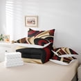 thumbnail image 5 of Black Red Brown 7Pcs Comforter Set Twin Size Vintage Abstract Stripes Bedding Set Women Adult Bedroom Decor Geometric Circle Waves Fitted + Flat Sheet Soft Polyester 2 Pillow Cover, 5 of 5