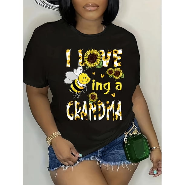 Camiseta con estampado de abeja y letras, manga corta informal para primavera y verano, para mujer, para adultos, hombres, mujeres, adolescentes, jóvenes.