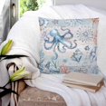 thumbnail image 3 of 26x26 Pillow Covers Set of 2, Coastal Octopus Throw Pillow Covers Decorative Couch Cushion Case, Farmhouse Nautical Ocean Conch Coral Microfiber Square Pillowcases for Bedroom Car Living Room, 3 of 7