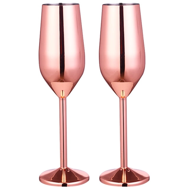 Flûtes à Champagne, Ensemble de 2, Coupes à Champagne en Acier Inoxydable Incassables pour Usage Intérieur et Extérieur