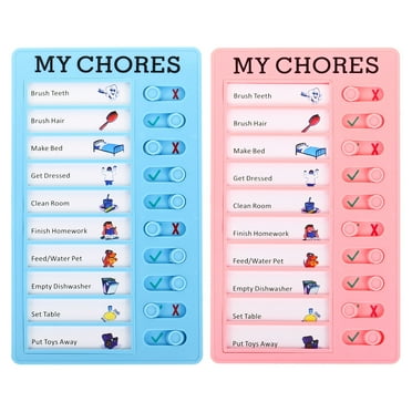 Uxcell Checklist Board Set, 2 Pcs Plastic Chore Chart to Do List Daily Schedule Detachable Planner My Chore, Pink Blue