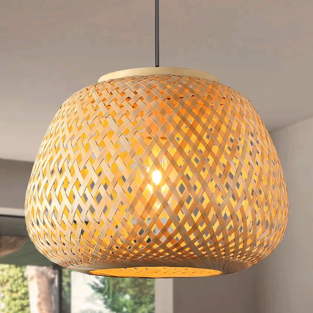 LED Colgante Colgante Iluminación Rústico Pantalla de Bambú Lámpara de Pared Decoración Lámparas de Techo para Pasillo Inicio Tienda Granja Salvador Colgante de luz