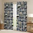 thumbnail image 2 of Buffal Plaid Bear Curtains for Living Room Retro Bohemian Blackout Curtains Wild Animals Hunting Theme Darkening Curtains Exotic Persian Floral Patchwork Checkered Window Treatments Blue 38"X45", 2 of 5