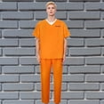 thumbnail image 2 of UFOUND Inmate For Men Prisoner Jumpsuit Jail Convict Jailbird Orange Outfit, 2 of 8