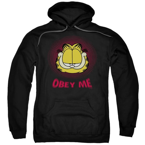 Garfield Obey Me Adult Pullover Hoodie Sweatshirt Black