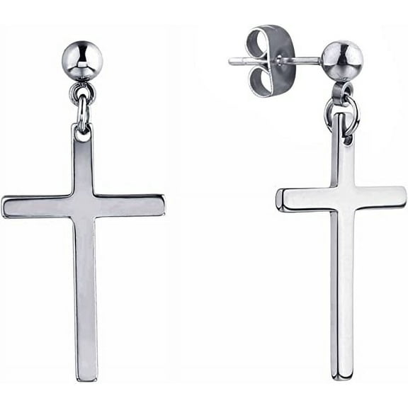 ERDOUY Stainless Steel Earrings Cross Dangle Studs Earrings piercing Jewelry For Men and Women
