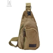 Gustave Canvas Sling Bag for Men & Women Anti-Theft Chest Shoulder Bag Vintage Casual Crossbody Backpack Messenger Bag for Travel Hiking Khaki