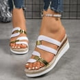 thumbnail image 2 of Dakaela Platform Wedge Sandals for Women 2026 Shiny Orthopedic Slip on Slides Arch Support Strappy Summer Dressy Espadrille Shoes White 7, 2 of 8