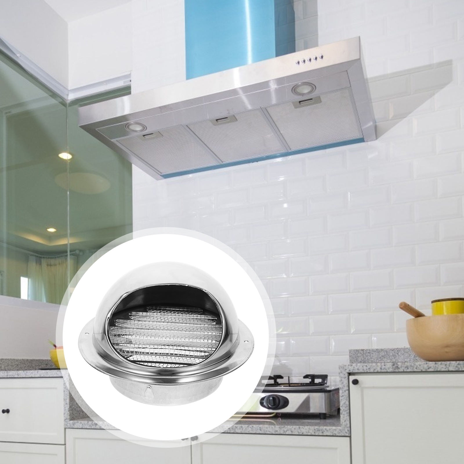 SOPOTUTU Wall Vent Cover 304 Stainless Steel Durable Rainproof Round Exhaust Vent for Protection 3Pcs