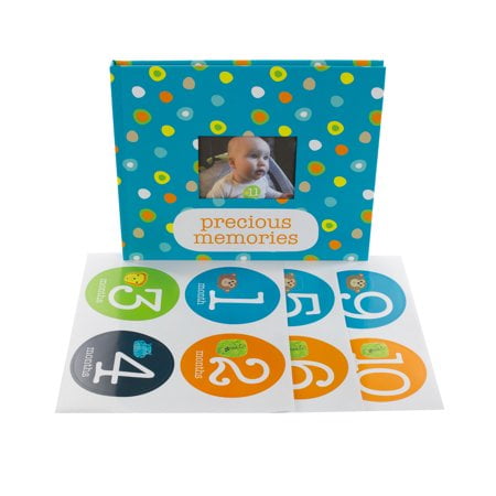 Memory Scrapbook Stickers - Tricoastal Design- Blue Baby Memory Book With Monthly Stickers, Bundle of 2