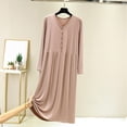 thumbnail image 2 of yillto Nightgowns for Womens Long Sleeve Loose Pajamas Womens Casual Sleepwear V Neck Nightdress, 2 of 7