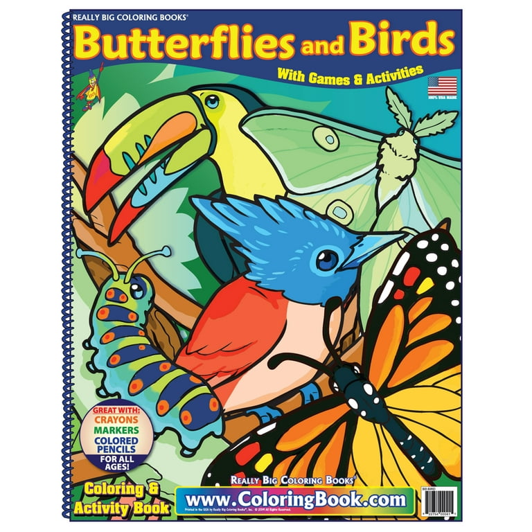 Butterflies and Birds Really Big Coloring Book (12 x 18