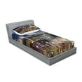 thumbnail image 2 of Ambesonne Scenery Fitted Sheet & Pillow Sham Set, Night View Hong Kong, Twin, Navy White, 2 of 2