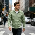 thumbnail image 2 of Men's Track Jacket Stand Collar Zip Up Windbreaker with Stripe Sleeves Casual Sport Coat Outerwear, XL, 2 of 7