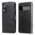 thumbnail image 1 of Case for Google Pixel 6 5G Zipper Pocket Wallet Leather Case Magnetic Closure Flip Cover - Black, 1 of 5