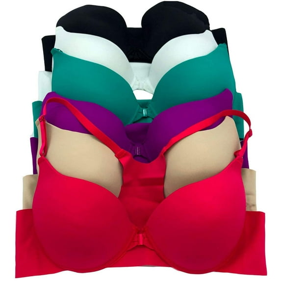 Iheyi 6 pcs Open Front Lace Addiction T-Back Raceback Plain Front Closure Bra B/C (36B, 68410)