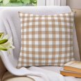thumbnail image 3 of Pillow Covers 18x18 Set of 2, Brown Checked Throw Pillow Covers Decorative Couch Cushion Cover, Farmhouse Buffalo Plaid Country Grid Microfiber Soft Square Pillowcases for Bedroom Living Room Sofa, 3 of 9