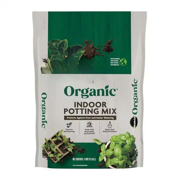 Organic Indoor Potting Mix 8 qt. Soil Protects Against Over/Under Watering, for Houseplants, Seed Starting, OMRI Listed