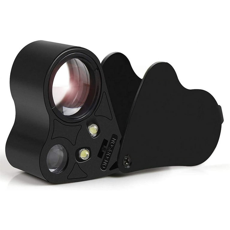 30X 60X Illuminated Jewelers Eye Loupe Magnifier, Foldable Jewelry Magnifier with Bright LED Light for Gems, Jewelry, Coins, Stamps, etc 30X 60X Illuminated Jewelers Eye Loupe Magnifier, Foldable Jewelry Magnifier with Bright LED Light for Gems, Jewelry, Coins, Stamps, etc