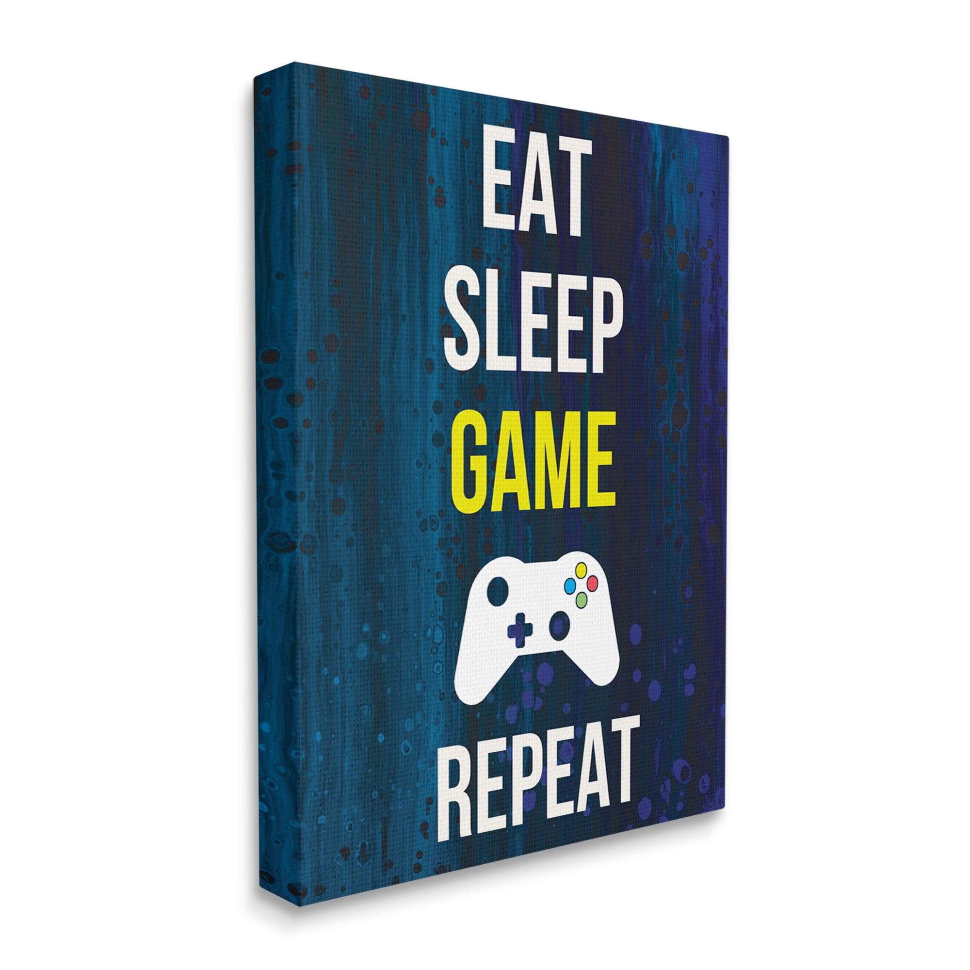 Stupell Industries Eat Sleep Game Repeat Controller Layered Background Graphic Art Gallery Wrapped Canvas Print Wall Art, Design by Annie Warren