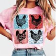 thumbnail image 3 of 4th of July Chicken TShirt, Patriotic Chicken Tee Shirts, America Coquette Tees, Memorial Day Funny USA TShirt, Floral Checkered, Funny Chicken, 3 of 4