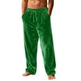 thumbnail image 3 of Hearthz Velour Mens Fleece Pj Pants Wide Leg Drawstring Men's Pajama Pants with Pocket Winter Warm Men Sleep Pants, 3 of 9