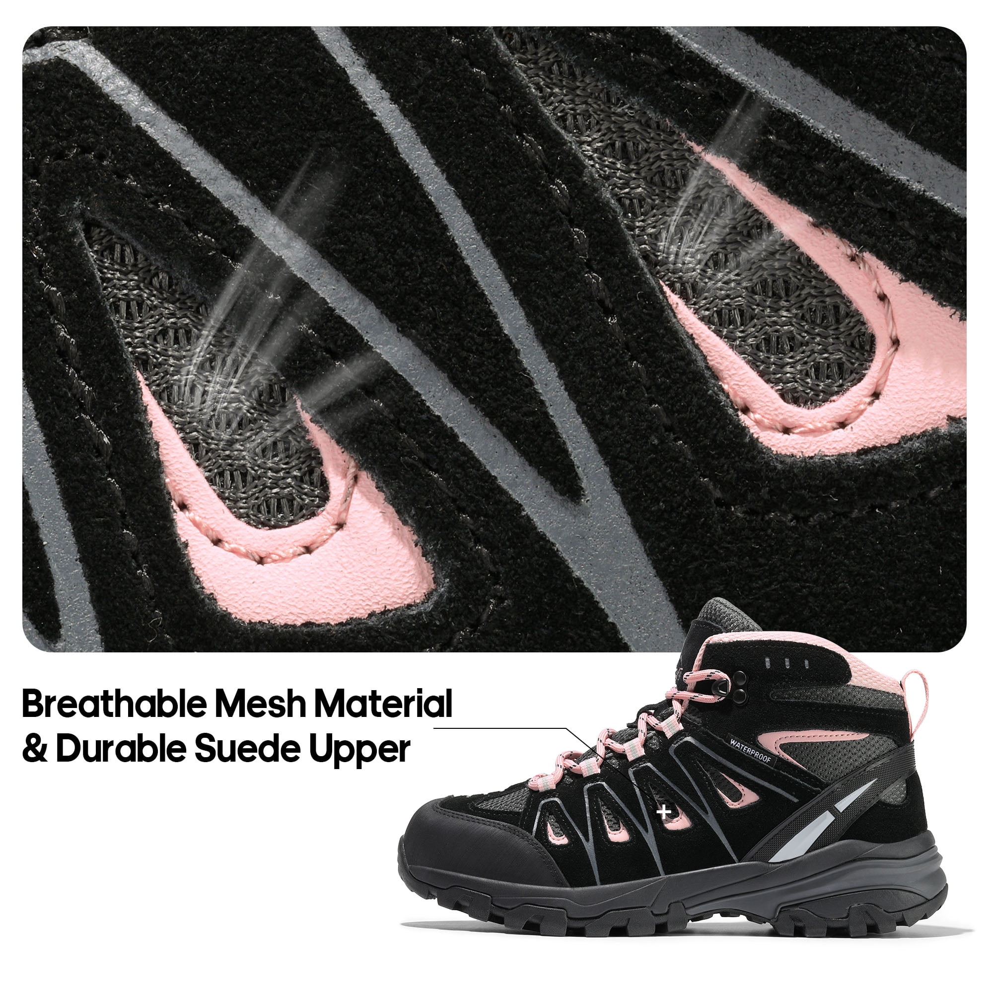 BURUDANI Women's Waterproof Hiking Boots Outdoor Trekking Camping Trail Hiking Boot