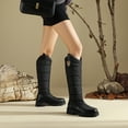 thumbnail image 4 of Rokment Women's Platform Knee High Winter Boots Fashion Casual Puffers Plush Lined Chunky Mid Heel Wide Calf Snow Dress Boots for Women Cold Weather Black Size 6.5, 4 of 6