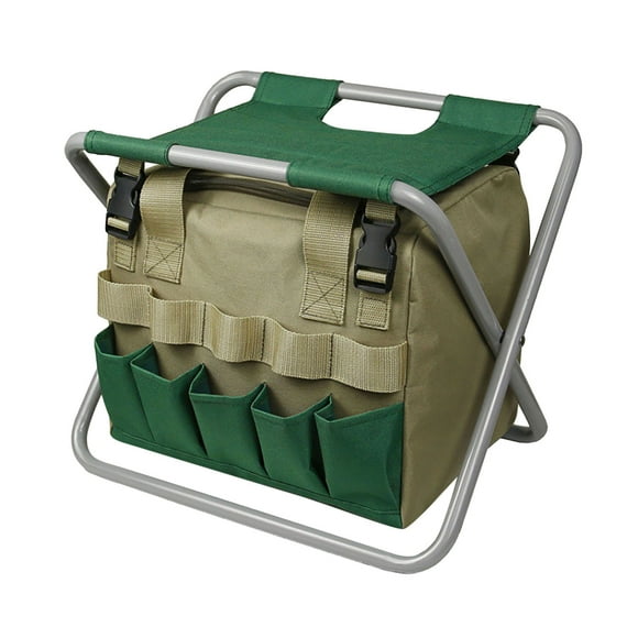 SXcggal Garden Stool Folding Garden Seat With Detachable Storage Bag Pocket Gardening Portable Zipper Gardener Tool Seat For AdultsStool Practical Basic Folding Chair For Garden