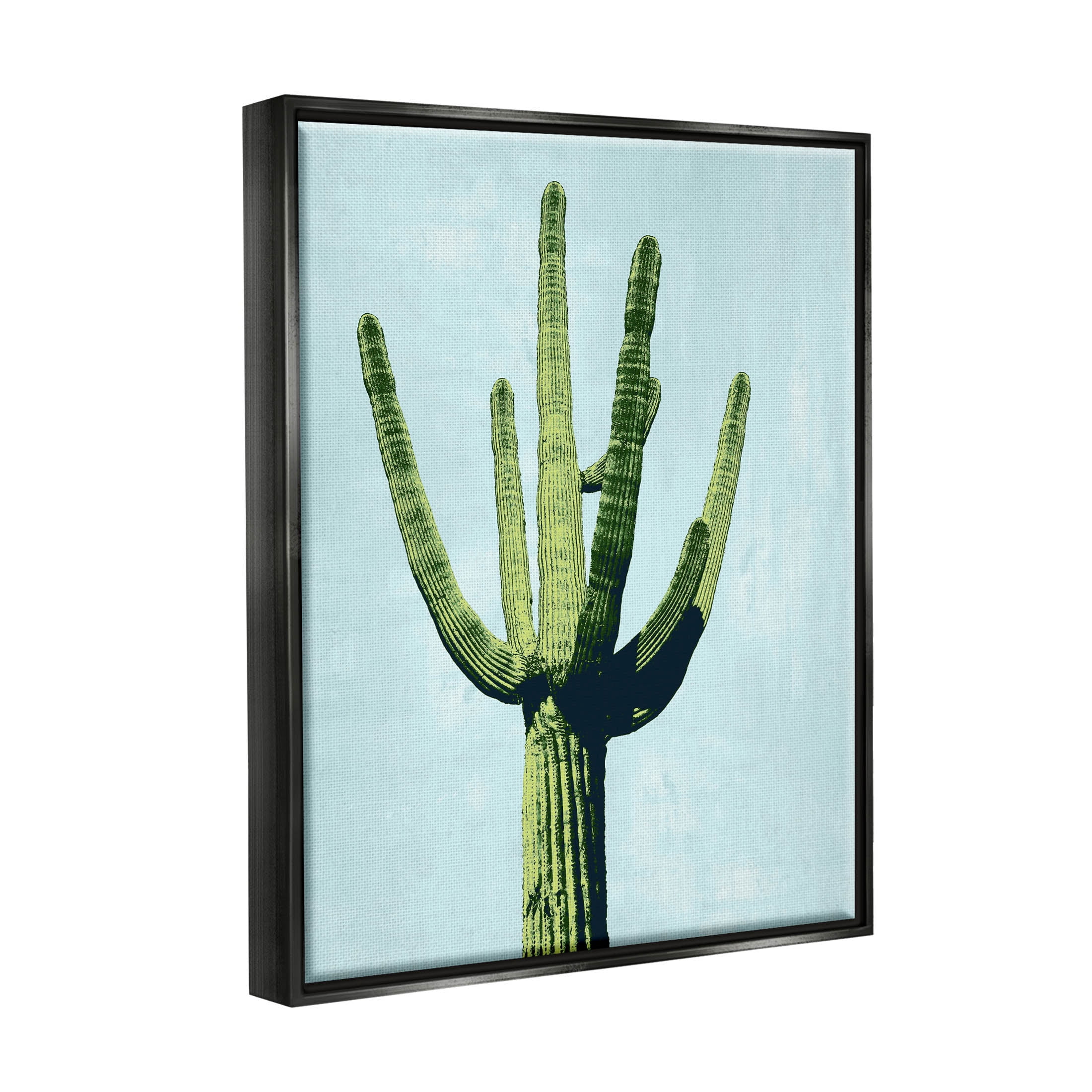 Looming Cactus Turquoise Sky Botanical & Floral Graphic Art Jet Black Framed Art Print Wall Art
